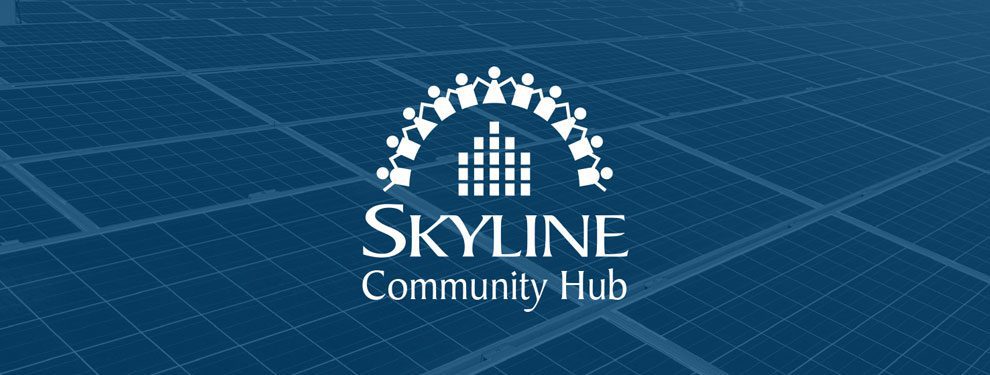 Skyline Community Hub and a rooftop solar array